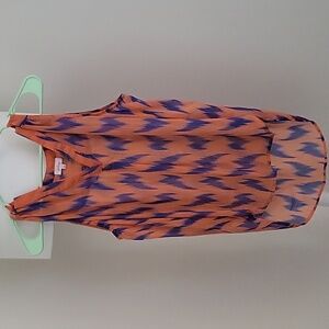 Orange and blue semi sheer tank